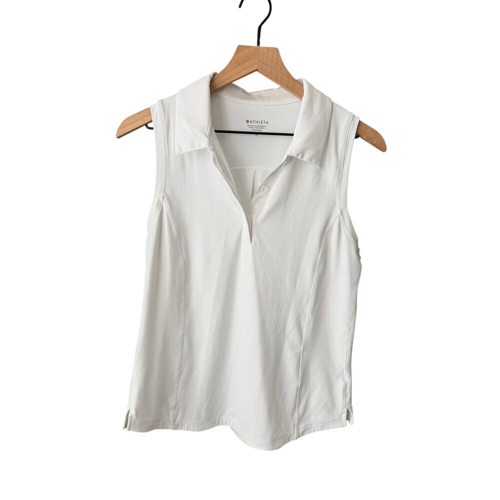 Athleta White Sleeveless Polo Tank Medium